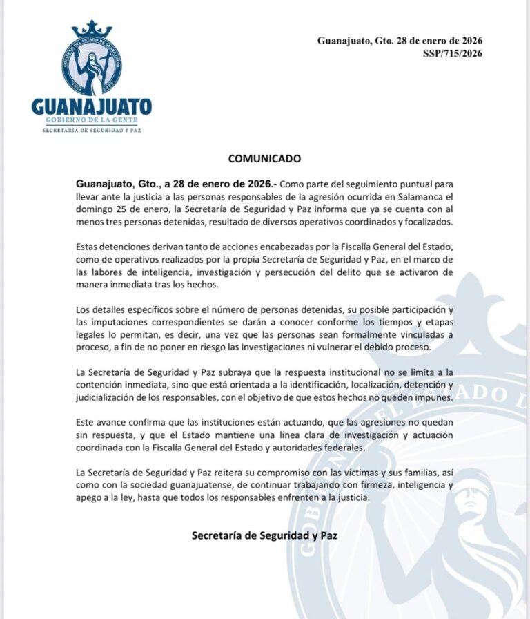 La Secretaría de Seguridad y Paz informa sobre detenidos en Salamanca